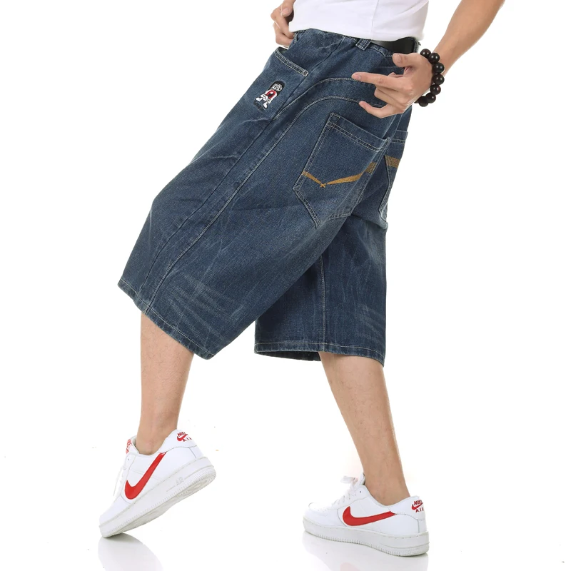 Plus size 40 42 44 46 Mens Calf-Length Pants Casual blue black Denim Shorts Men Jeans Summer Jean hip hop Mens Shorts men short