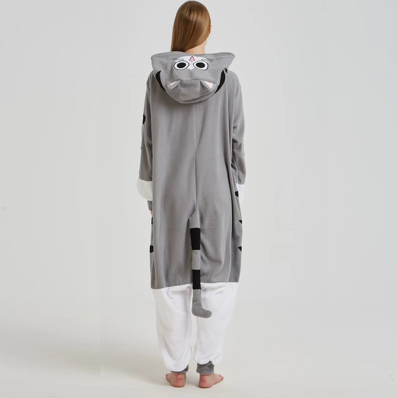 Cartoon Cheese Cat Onesie Kigurumi Jumpsuit Adult Pajamas Women Kitty Sleepwear Men Pyjamas Cosplay Halloween Carnival Party (3)