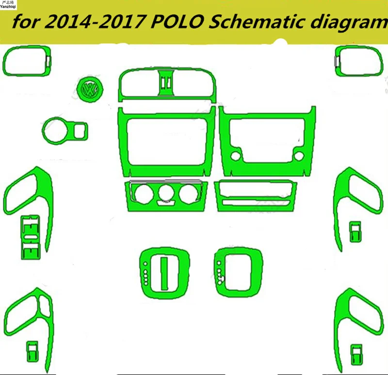 Полный набор автомобильных наклеек из углеродного волокна и углеродного волокна для 2002-2010 2011-2013- Фольксваген Поло - Название цвета: FOR 2014-2017 POLO