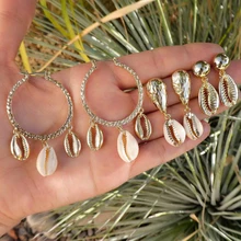 3 пар/компл. в богемном стиле Круглый Геометрическая оболочка Золотая подвеска с шипами серьги, модные, пляжные, вечерние ювелирные изделия женские серьги