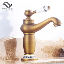 TTLIFE Vintage Antique Brass Faucet Stream Spout Tap Bathroom Basin Sink Faucet Solid Brass Hot & Cold Water Mixer Vanity Sink modern design antique brass open spout basin faucets fashion bathroom mixer vintage bathroom sink faucet