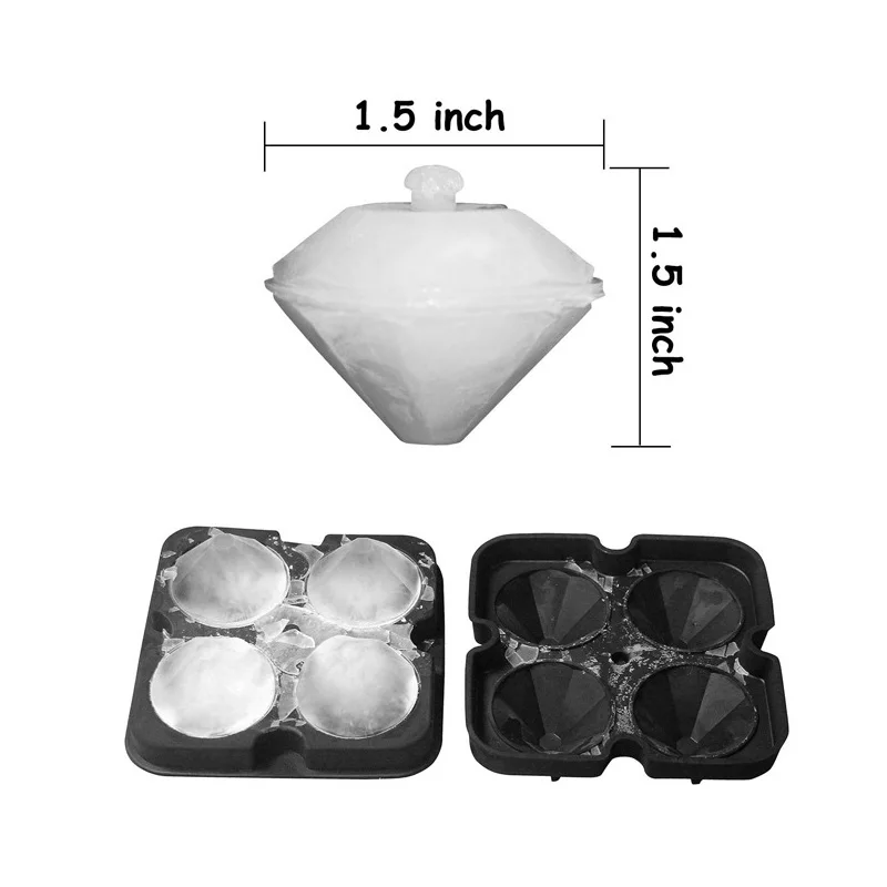 Поднос для льда с крышками 4 Отверстия Силиконовые контейнеры многофункциональная форма для хранения Алмазный Ледогенератор для виски инструмент