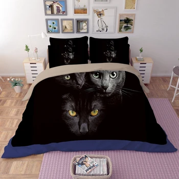 

cat printed bedding set twin queen king sizes beauty black cat bed linens set for comforter animal duvet cover set new 3pcs