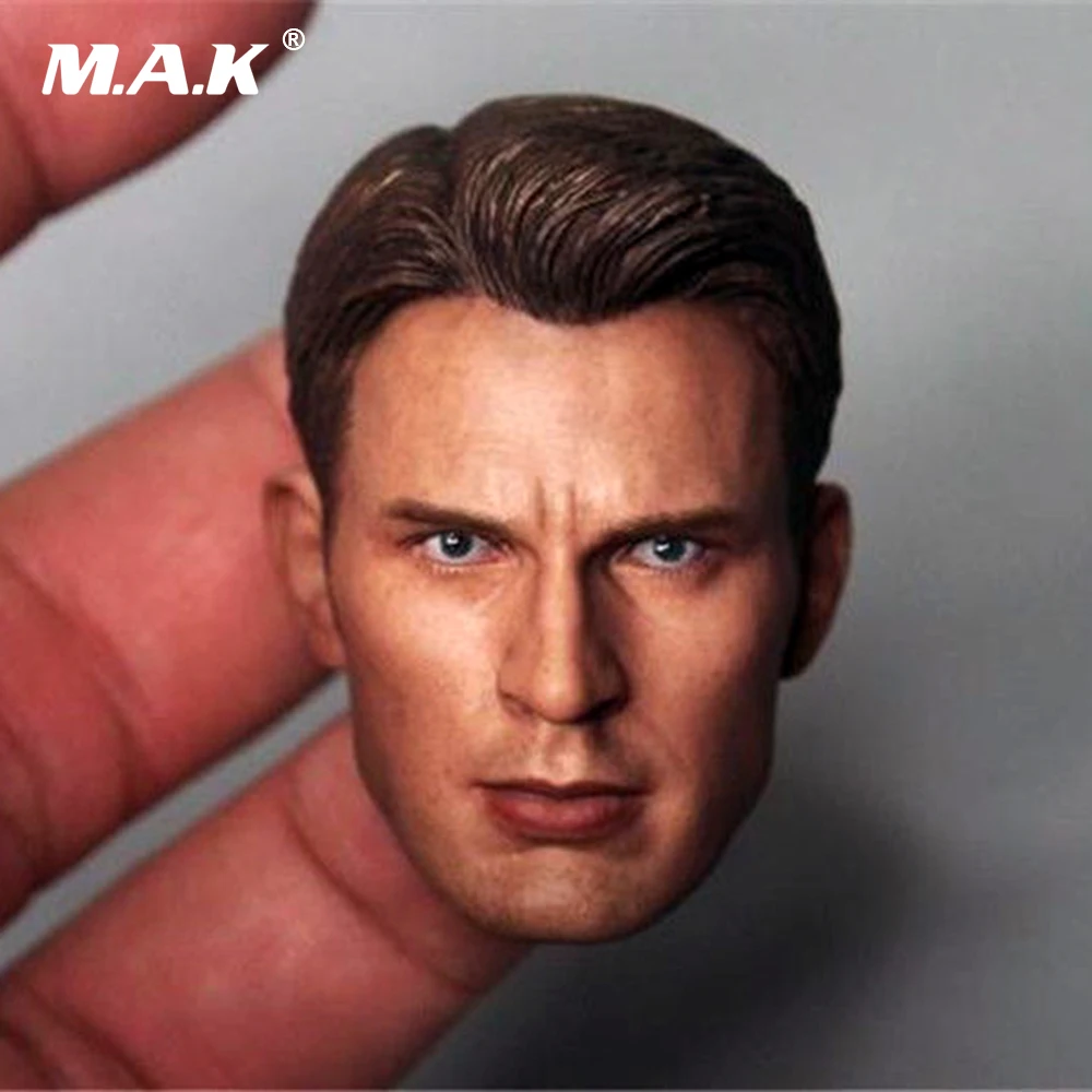 

1/6 Scale Captain America Chris Evans Head Sculpt Cool Male Star Head Carving Model Fit 12"Collectible Doll Toys Accessories