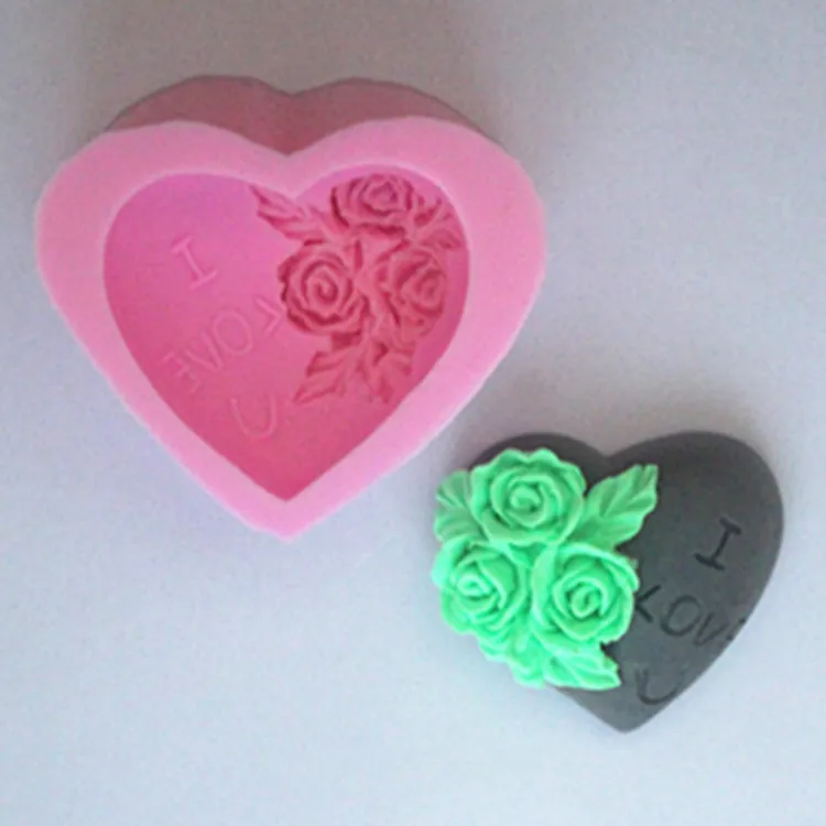 I Love U Rose Silicone Molds DIY Hand making Candle Soap Molds
