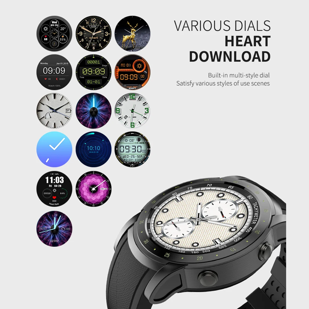 HW1 Smart Watch 2018 Men Support SIM Card with Heart Rate tracker Monitor Pedometer 3G WIFI Bluetooth Smartwatch GPS Wristwatch