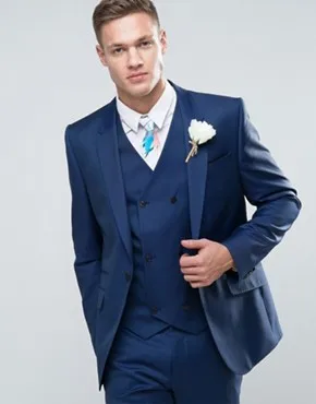 2017 Latest Coat Pant Designs Navy Blue Groom font b Men b font font b Suit