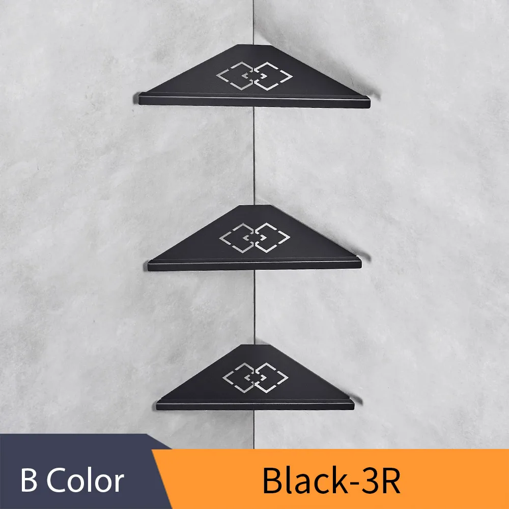 Полки для ванной комнаты из черной нержавеющей стали, 304 настенные полки для ванной комнаты, аксессуары для ванной комнаты, полки WF-18062R - Цвет: B  Black-3R