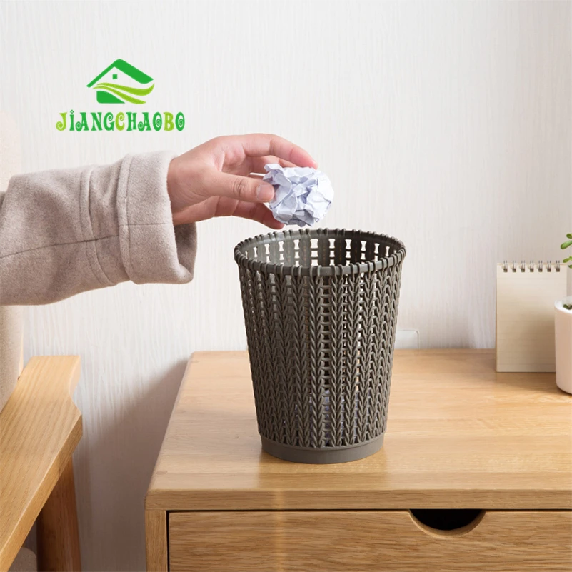 JiangChaoBo Imitation Rattan Hollow Trash Large Garbage Cans Home