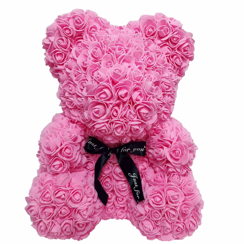 

40Cm Foam Bear Of Roses Bear Rose Flower Artificial New Year Gifts For Women Valentines Gift Drop Shipping