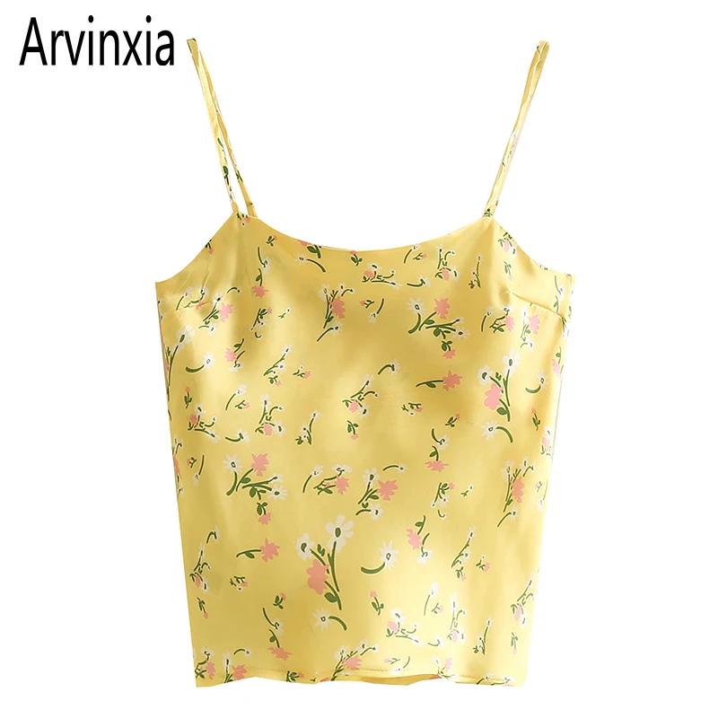 

Arvinxia ZA Sexy Floral Printed Spaghetti Strap Woman Camis New Sleeveless Flower Streetwear Tops Chic Bodycon Beach Summer Tops