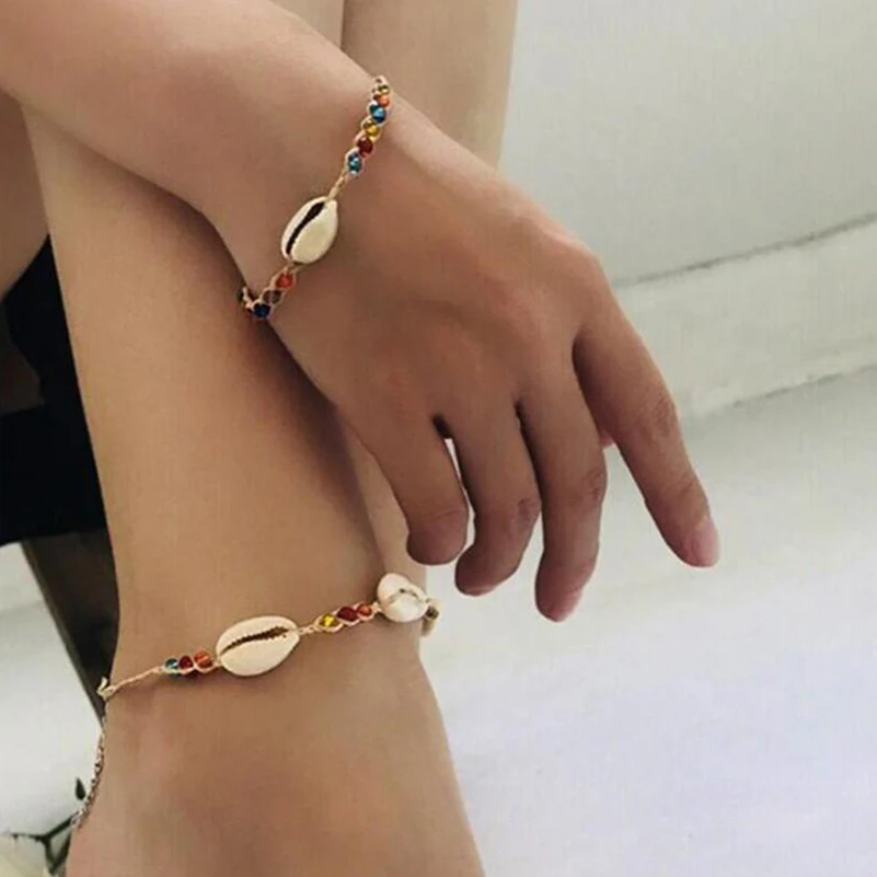 

Shuangshuo Vintage Sea Shells Bracelets & Bangles Women Adjustable Rope Chain Charm Bracelet Natural Shell Pendant Ocean Jewelry