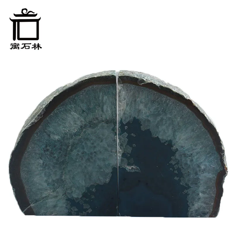 

Natural Agate Stone Bookends Set Bookshelves Vintage Style Study Room Table Home Decoration Accessories Furnitures MNSL05