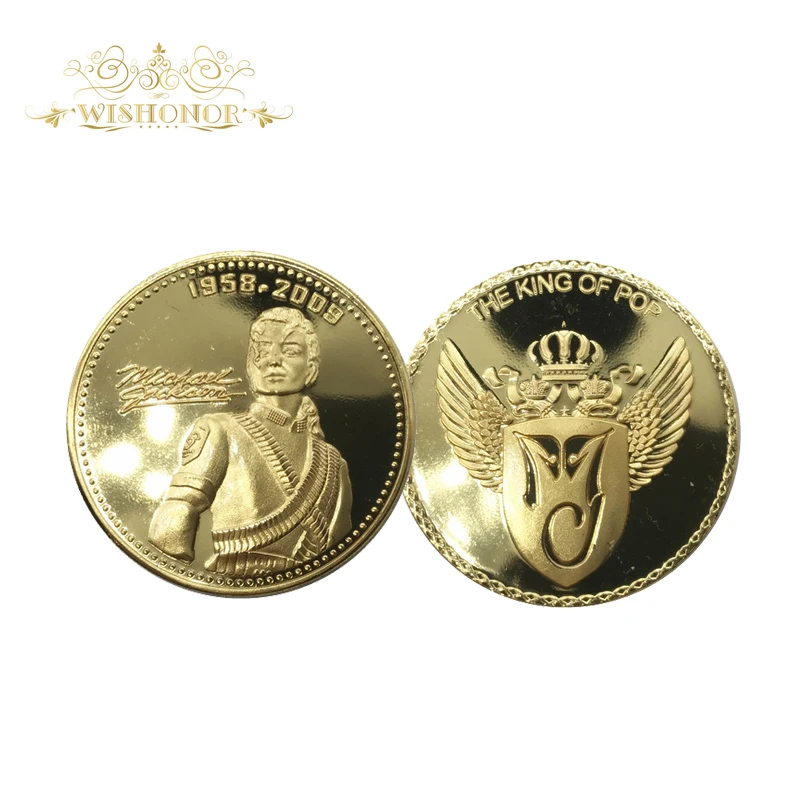

2017 Michael Jackson Gold Plated Coin Metal Gold Coins Free Shipping Souvenir Gold Coin With Small Round Box