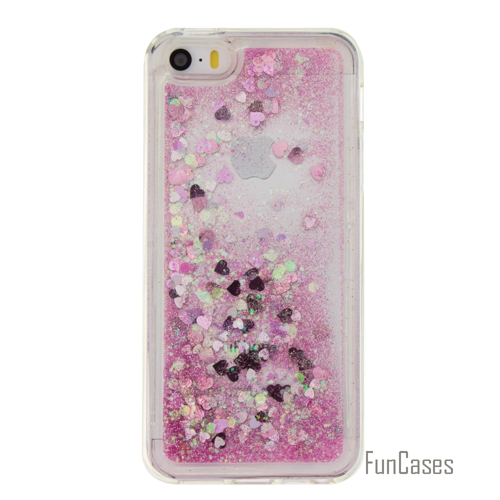 Coque Bling Love Heart Stars Soft TPU Phone Case Cover For iPhone 5C Funda Quicksand Cell Phone Case For iPhone 5C Celular