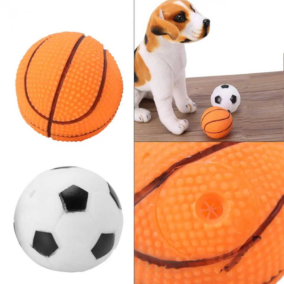 2Types Pet Training Playing Chewing Sound Ball Dog Cat Puppy Squeaky