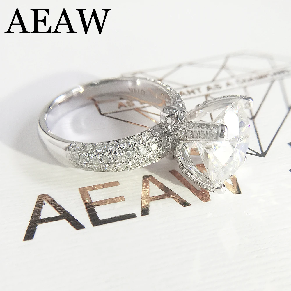 

2.0carat 8mm Round Brilliant Cut EF Color VVS1 Moisssanite Engagement Wedding Ring for Women 14K White Gold Pave Micro Setting