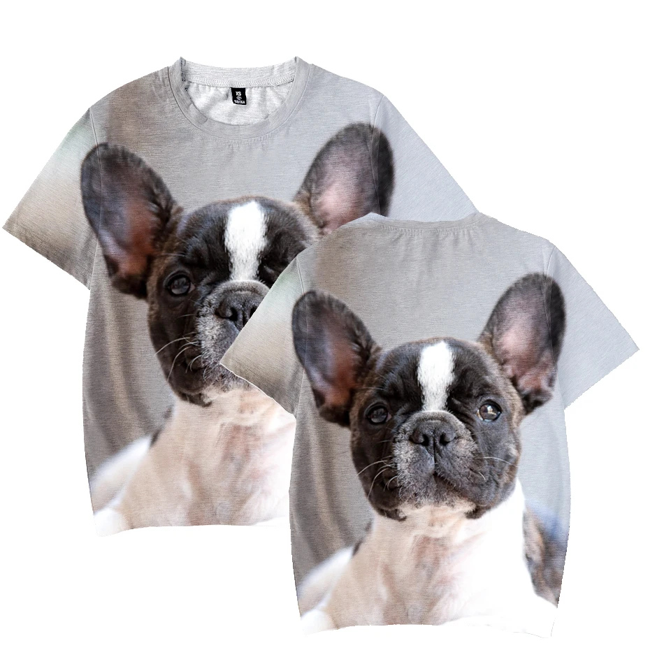 

Men Women Fitness Printed Clothes With Dog T-shirt Short-sleeved Shirt Round Neck Fashion Kawaii Casual Tops