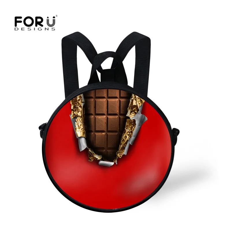Популярные круглые школьные ранцы FORUDESIGNS с 3d рисунком шоколада и животных рюкзак