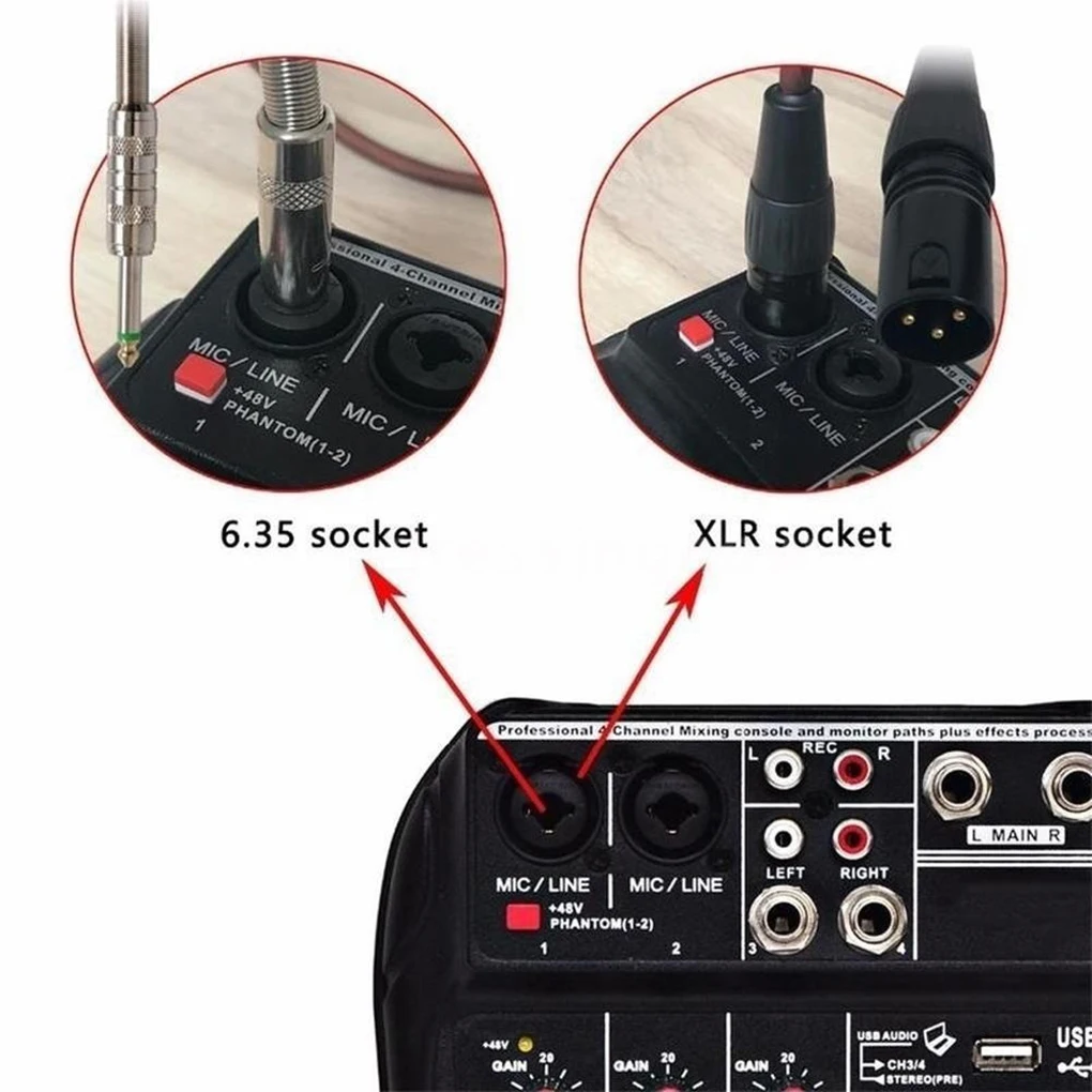 Профессиональная микшерная консоль USB с питанием от порта Mini Bluetooth 4 канала сценическая производительность Live Action Audio Mixer