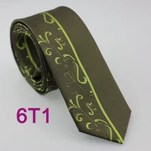 YIBEI coahella ties мужской тонкий галстук дизайн оливковый с зелеными полосками Пейсли микроволокнистый жаккард Тканый шейный платок, тонкий галстук