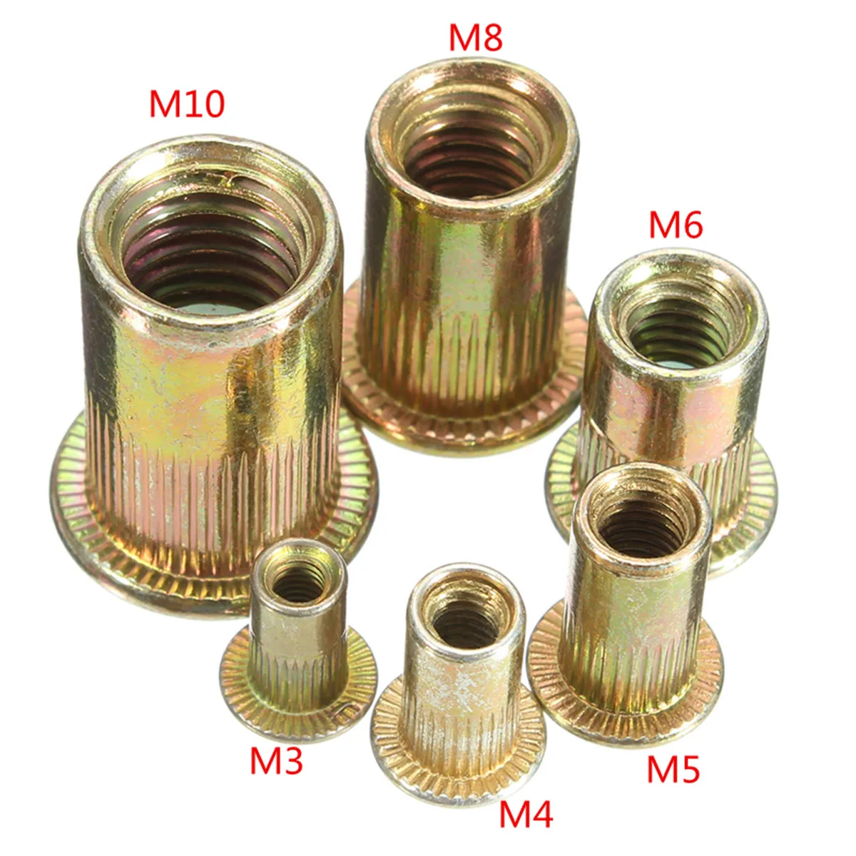 50pcs 6 Rivet Nuts, Stainless Steel Threaded Insert Nut Rivnuts