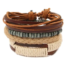 Fashion Braided Adjustable Leather Bracelet Punk Jewelry Cuff , Mixed
