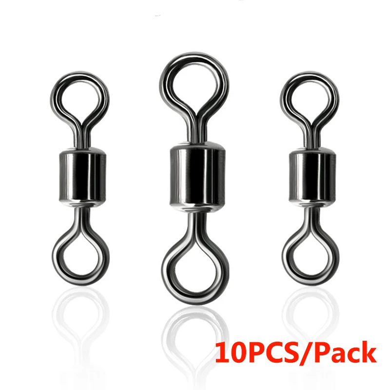 50pcs Stainless Ball Bearing Fishing Steel Swivels Snap Rolling Sea Connector 
