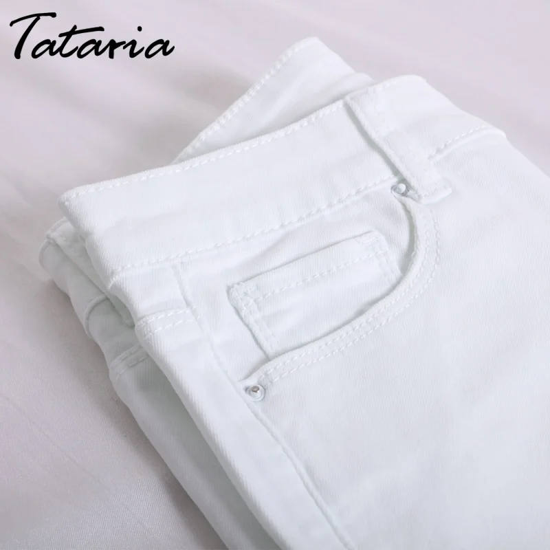 White Skinny Jeans Woman With Holes Slim Pencil Denim Pants Ripped Jeans For Women High Waist Stretch Capris Ladies Jean Femme White Skinny Jeans Woman With Holes Slim Pencil Denim Pants Ripped Jeans For Women High Waist Stretch Capris Ladies Jean Femme