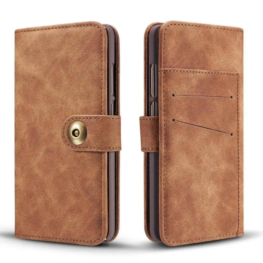 

Removable Back Cover Case for Huawei Mate 9 20 Pro P20 P30 Lite Pro Metal Button Capas Grid Photo Frame Genuine Leather+PU Coque