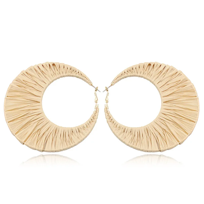 Новые серьги-кольца RAFFIA для женщин Простые богемные геометрические круглые полые серьги ювелирные изделия многоуровневые массивные серьги-кольца Bijoux