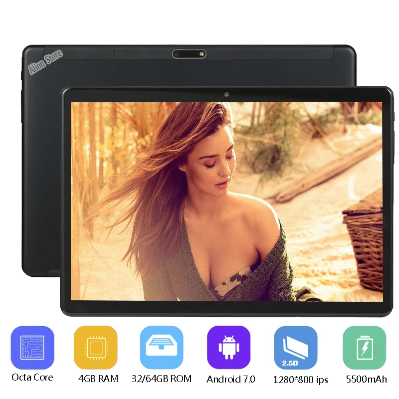 2.5D стекло экран 10,0 дюймов планшетный ПК с Octa Core 4 Гб оперативная память 16 32 64 Встроенная 3g г LTE FDD 1280*800 ips ОС Android 8,0+ подарки