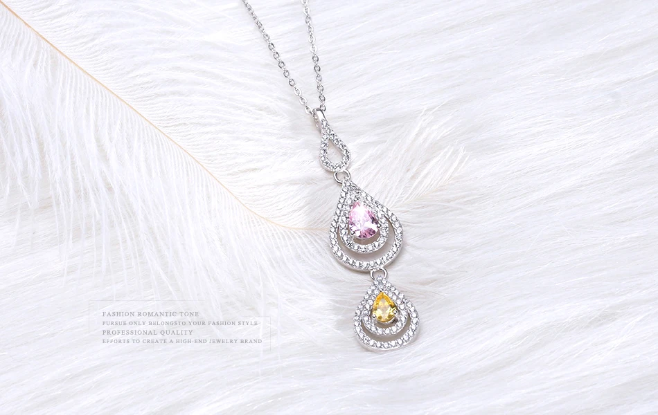 ORSA JEWELS ожерелье и серьги из натурального 925 пробы серебра, наборы для женщин, двойная форма капли воды, AAA CZ романтическое ювелирное изделие SS11