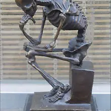 Художественная бронзовая скульптура домашний декор Западная бронза мраморная художественная статуя череп человеческий скелет тонер Медная скульптура домашнее украшение