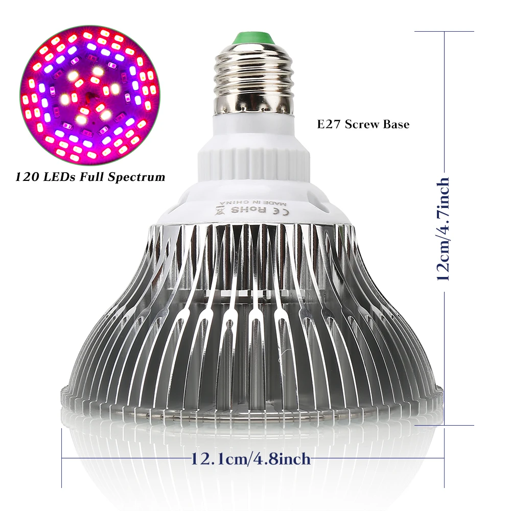 Полный спектр 30 Вт/50 Вт/80 Вт/100 Вт AC85~ 265 В UV+ IR E27 Светодиодный светильник для выращивания растений и гидропоники светодиодный светильник для аквариума