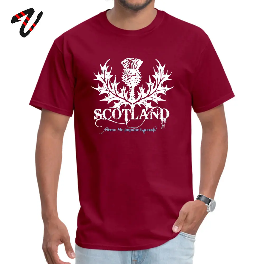 Scotland T-shirts for Men comfortable Summer/Autumn Tops Tees Short Sleeve Funky Design T-Shirt Crewneck Pure Cotton Scotland 29123 maroon