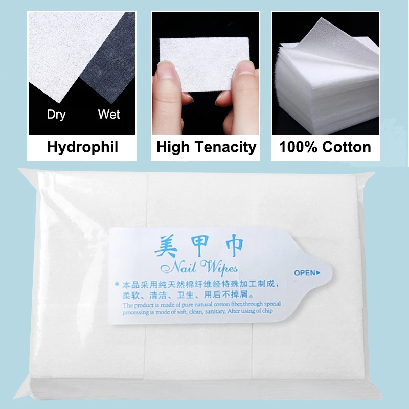 

600 pcs/lot lint-free wipes Nail Polish Remover Napkins Nail Art for Gel and UV Gel Polish Remove 100% Pure Cotton Nails Pads