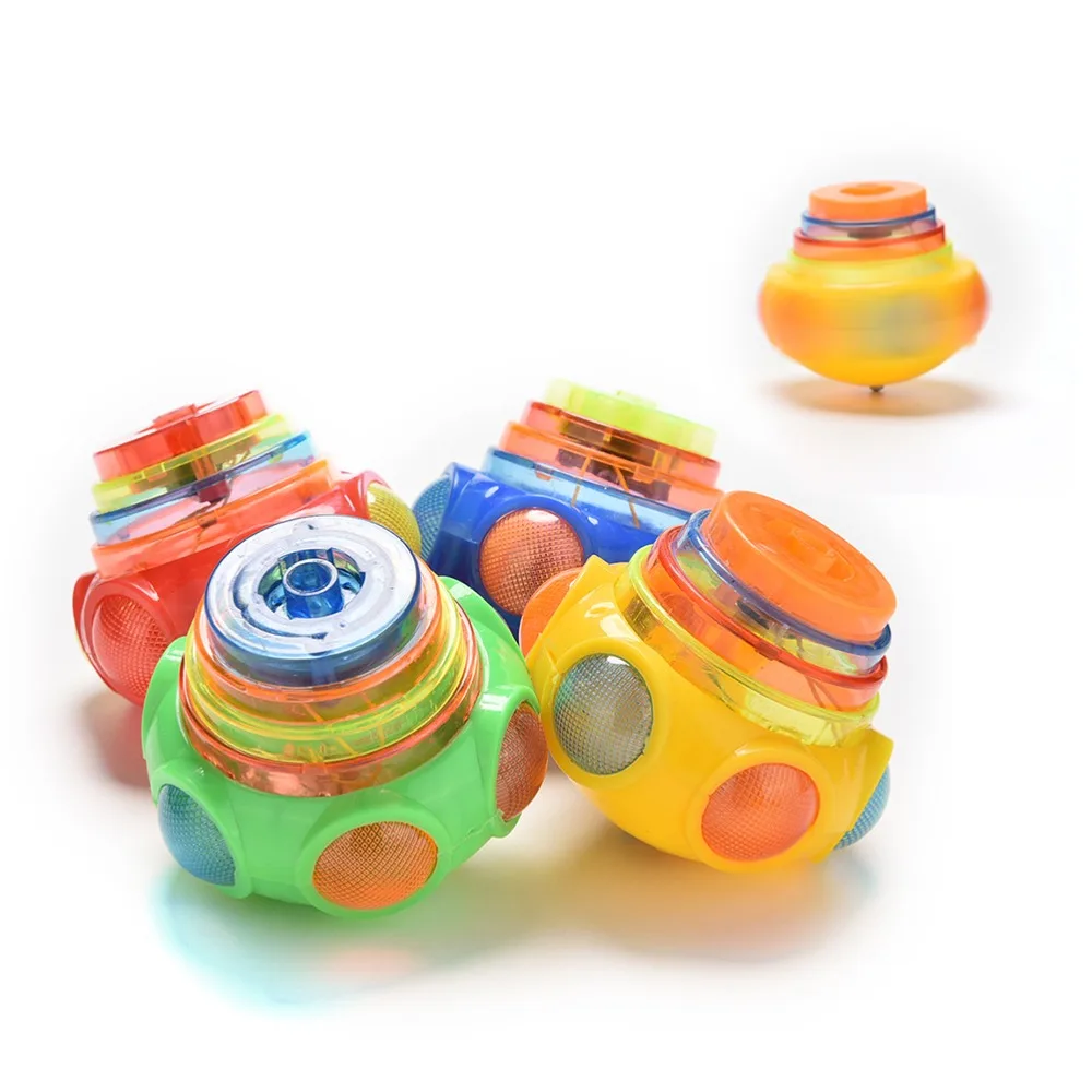 1pc Classic Funny Colourful Light Flash Gyro Peg Top Spinning Tops Kids Children Toys Random