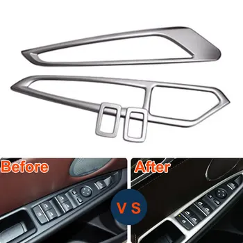 

BBQ@FUKA 4pcs Car Interior Stainless Door Window Lift Switch Button Cover Trim Fit For BMW X5 E70 F15 X6 E71 2014-15 Car-Styling