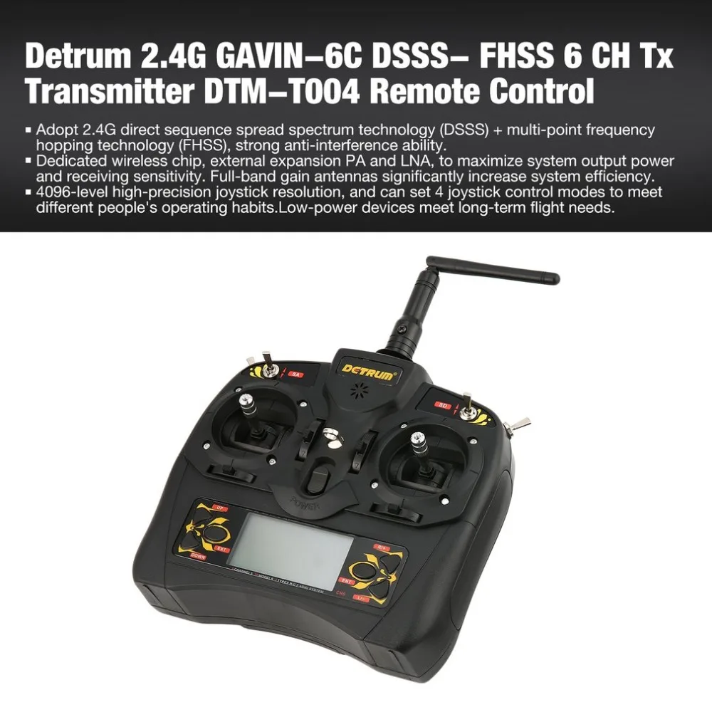 

Detrum 2.4G GAVIN-6C DSSS- FHSS Hybrid Dual-Spread 6 Channels Remote Control Tx Transmitter DTM-T004W / Programmable System