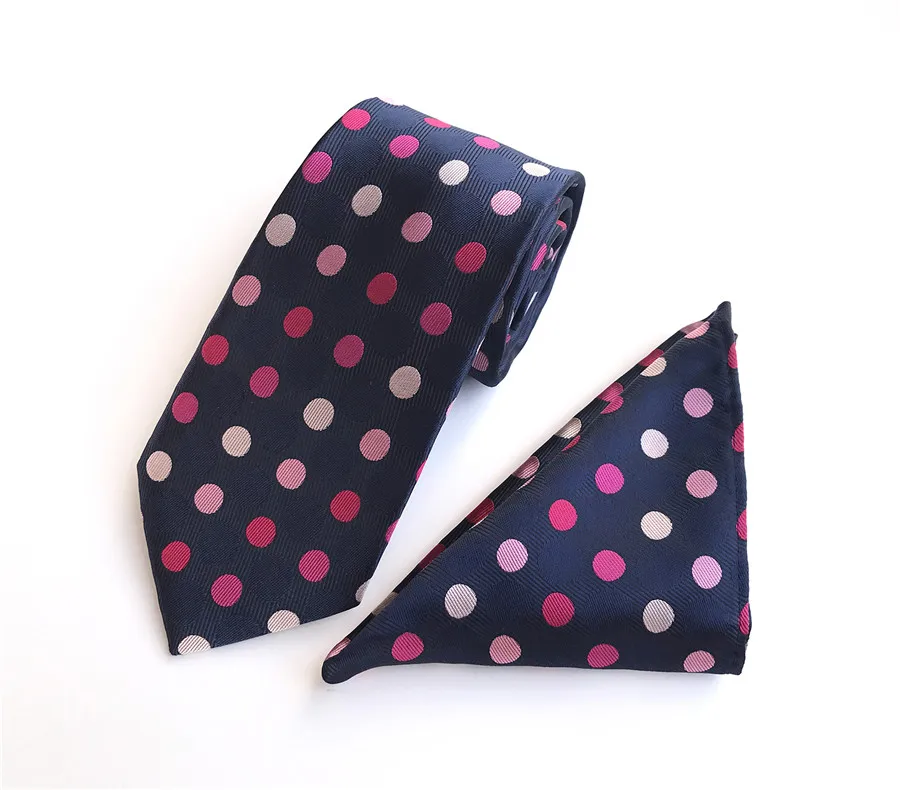 8 см стильные Для мужчин формальные галстук платок черный с фиолетовый горошек