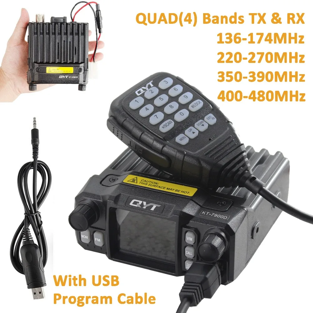 QYT телефон 4 диапазона двухсторонняя радиостанция с USB кабелем для