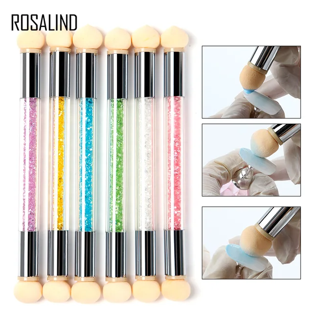 ROSALIND Nail Art Manicure acrylic Brush Tool Set Material Double Head Glitter Powder Gel Nail Design Polish Gradient Brush