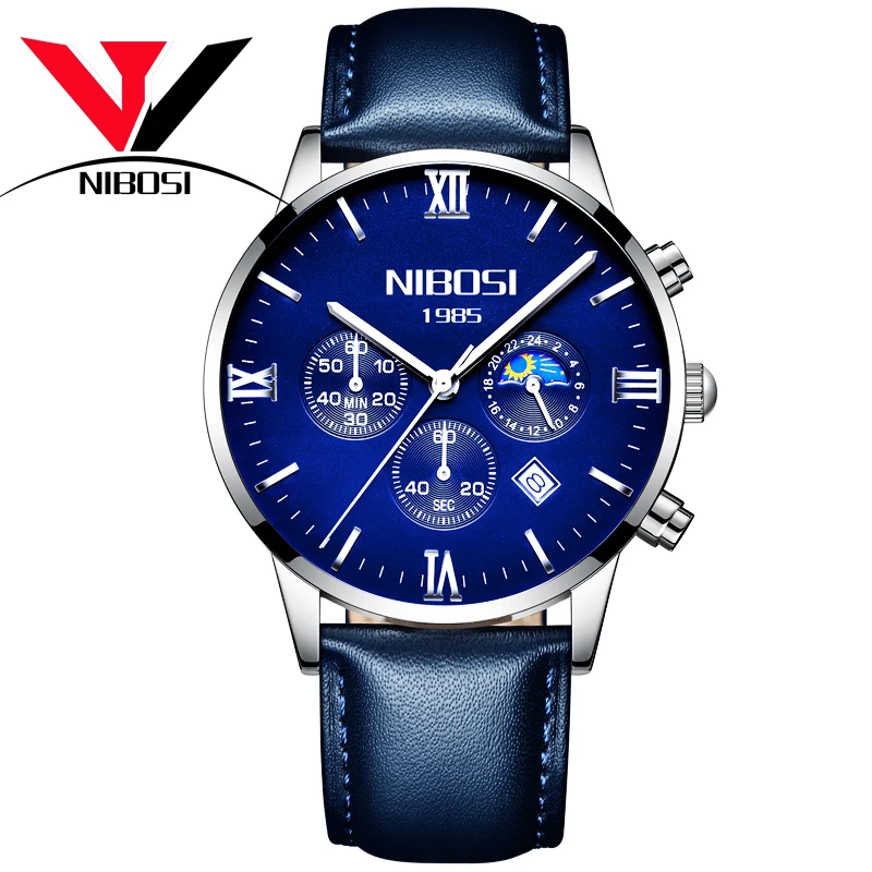 Montre Homme Marque De Luxe NIBOSI 2018 мужские часы брендовые роскошные кожаные