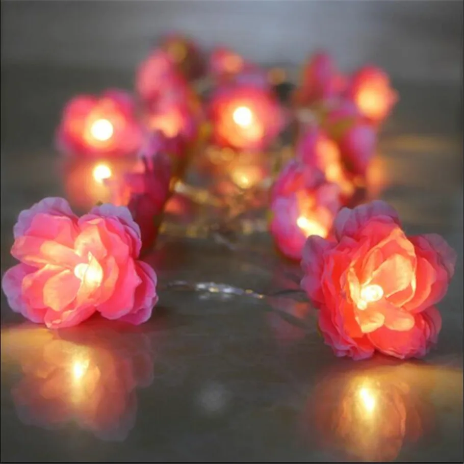 Us 8 1 20 Off 10led Floral Pale Pink Blush Rose Flower Fairy String Lights Wedding Party Bedroom Decoration Centerpiece Girl For Home Decor In