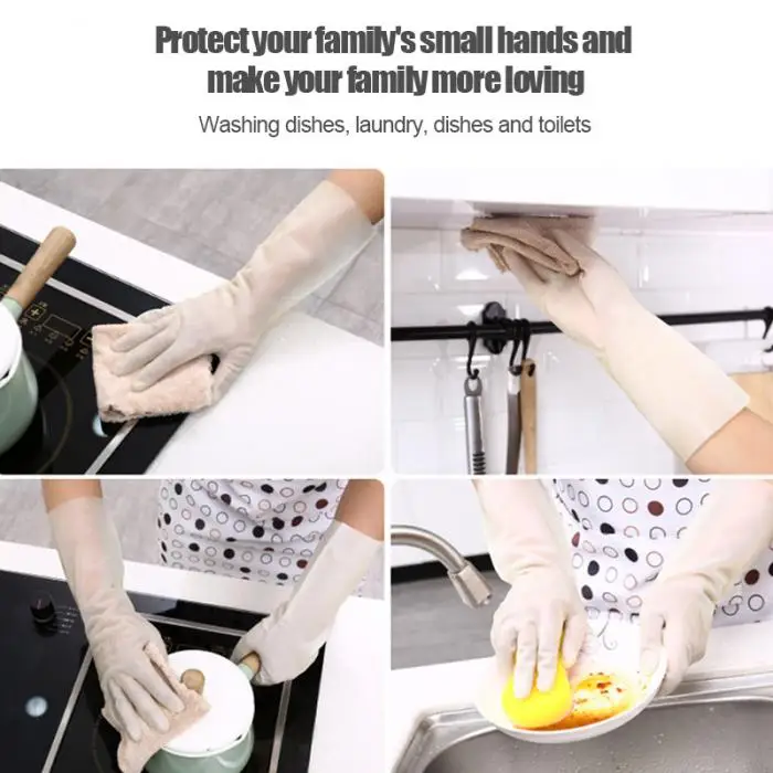 1pair Rubber Cleaning Gloves Oil Resistant Dish Washing Reusable Cleaning Gloves QP2