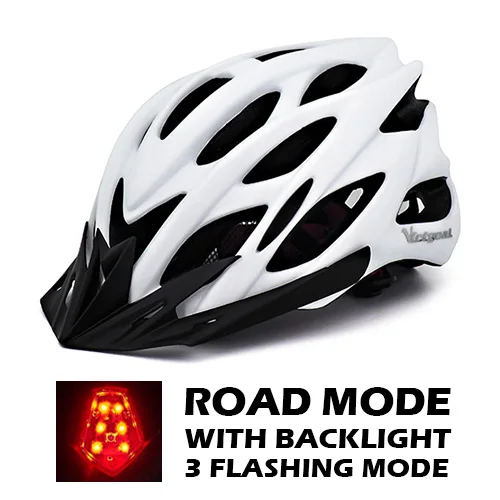 Для велосипеда victgoal шлем светодиодный фары солнцезащитный козырек для Для мужчин Для женщин дышащие ультралегкие очки для велоспорта шлем MTB Горный Дорожный велосипедный шлем - Цвет: White Helmet Light