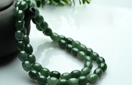 

1172 Fine Texture Bliss A Grade Natural Jade/Jadeite Oval Beads Necklace