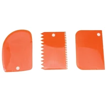 3 пластиковые торт скребки Фондант выпечки плотная Гладкий зубчатые края(оранжевый