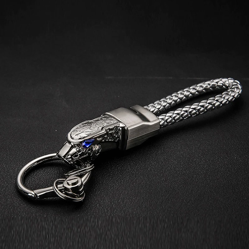 

New Leather Cord Key Chain Car Keychain Detachable Car Home Keychain Leopard Head Keychains NE